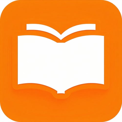 orange  white cartoon book icon for website